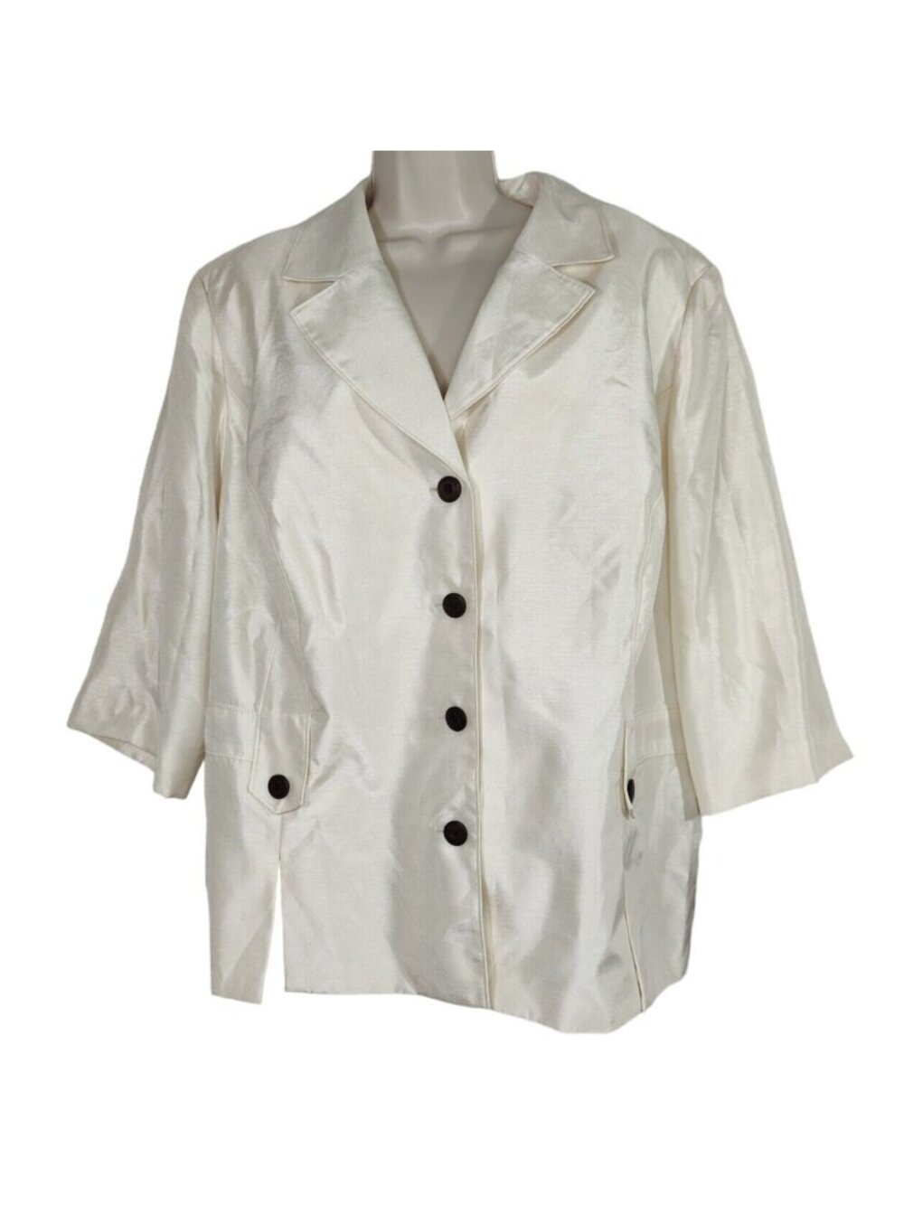 Dana Kay Ivory Blazer Jacket Button Up Women Size 24W Shimmer Party Y2K